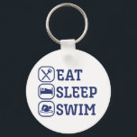 Chaveiro Nadação Engraçada Comer Natação do Sono<br><div class="desc">Coma Natação do sono. Engraçado nadar canta design para aqueles que adoram passear na piscina e natação num dia quente de verão. Legal e incrível mercadoria atlética para atleta de natação. Perfeito para segundos graus ou esportes universitários. Simples design de texto com ícone mínimo de natação para aqueles que amam...</div>