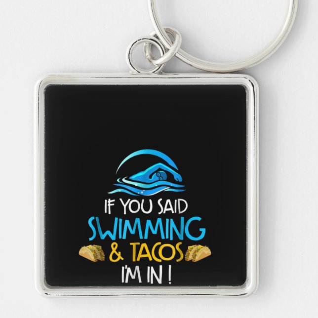 Chaveiro Nadador Taco Lover Equipe de Natações Engraçada Mu (Frente)