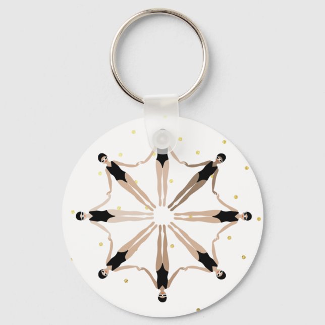 Chaveiro Nadadores Sincronizados Modernos Pontos Dourados (Frente)