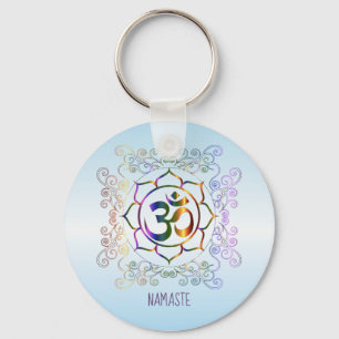 Chaveiro Namaste Aum (Om) Lotus Prismatic Ornamental