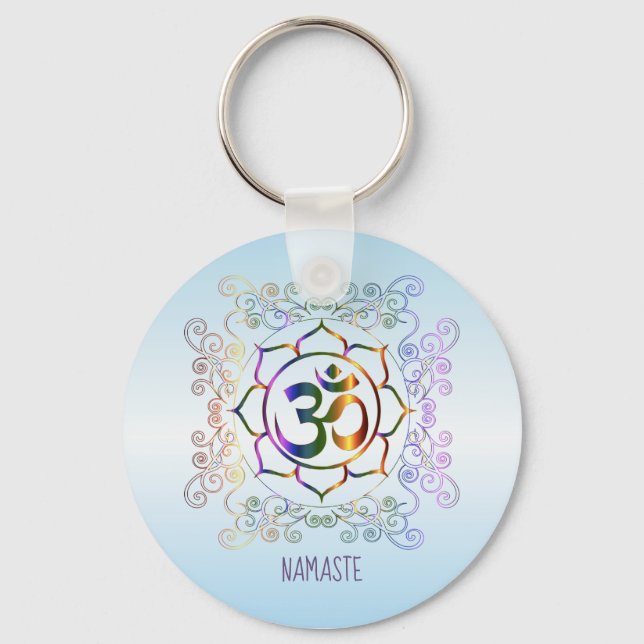 Chaveiro Namaste Aum (Om) Lotus Prismatic Ornamental (Frente)