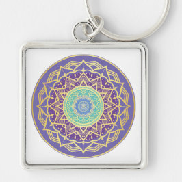 Chaveiro Namaste Roxo Índigo Dourado Turquesa Mandala Boho 