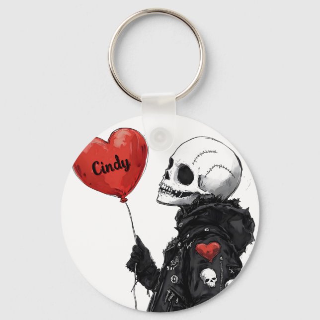 Chaveiro Namorada Assustadora - Caveira Personalizável com  (Frente)