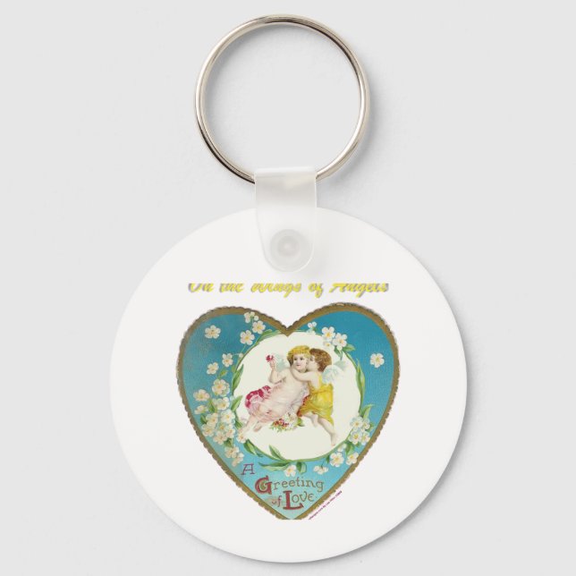 Chaveiro Namorados Vitoriano sobre os Anjos dos Dons dos An (Frente)