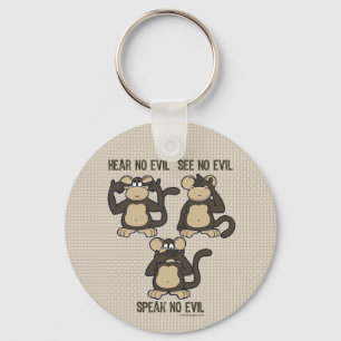 Chaveiro Não ouça nenhum macaco do mau - novo