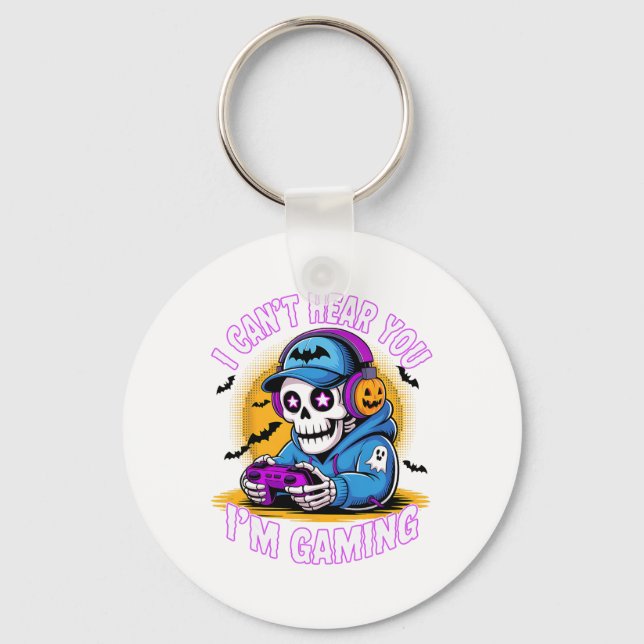 Chaveiro Não Posso Ouvir Você Estou Jogando Spooky Skeleton (Frente)