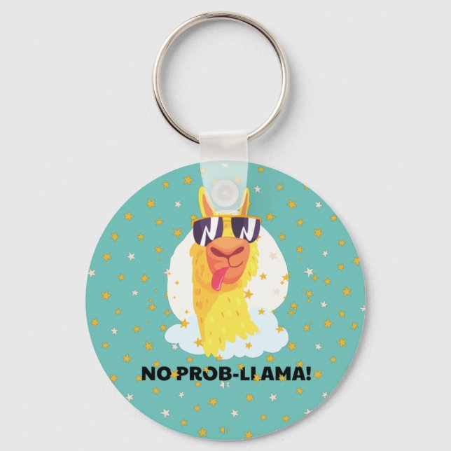 Chaveiro Não-Prob-Llama Engraçado Llama com Estrelas (Frente)