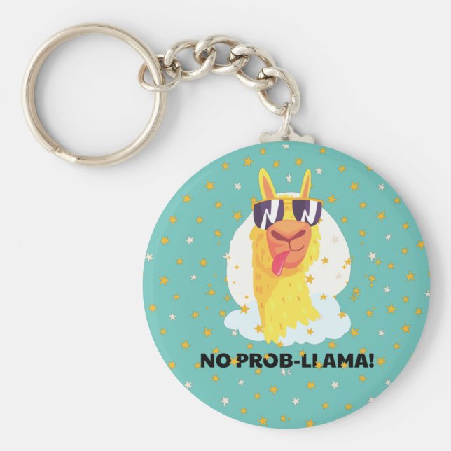 Chaveiro Não-Prob-Llama Engraçado Llama com Estrelas (Frente)