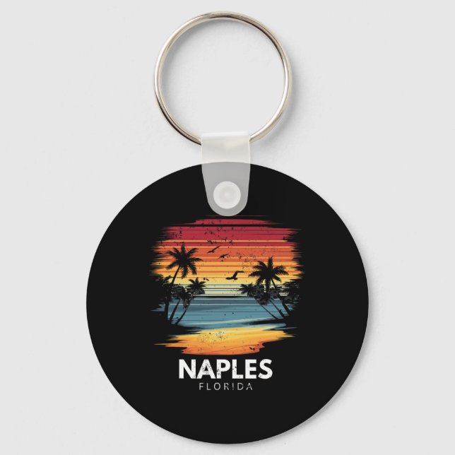 Chaveiro Naples Beach Florida Surfboard Surfing Vintage  (Frente)