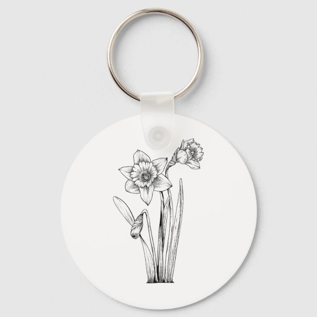 Chaveiro Narciso Narcisos Flores Floral Primavera Páscoa (Frente)