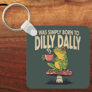 Chaveiro Nascido para Dilly Dally Vintage Frog Engraçado Re