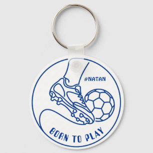 Chaveiro Nascido para Jogar Futebol & Nome