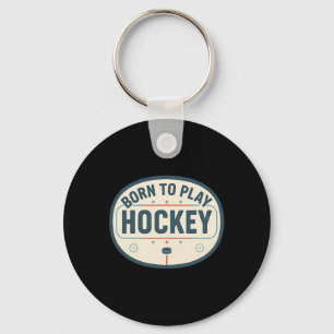Chaveiro Nascido Para Jogar Hockey Rink de Gelo Retro Fã de
