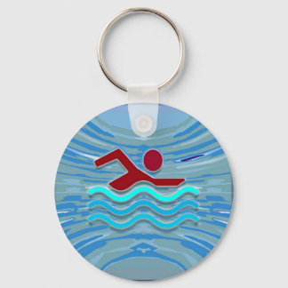 Chaveiro NATAÇÃO Swimmer Love Heart Pink Red Piscina NVN695
