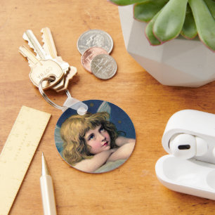 Chaveiro Natais vintages, Anjo Bonito com Estrelas Douradas