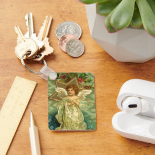 Chaveiro Natais vintages, Anjo Vitoriano com Estrelas Doura