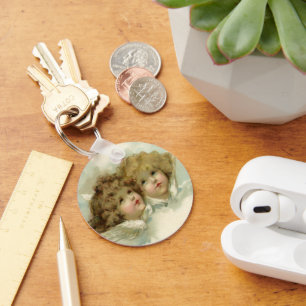 Chaveiro Natais vintages, anjos vitorianos nas nuvens