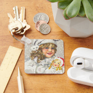 Chaveiro Natais vintages da Garota Vitoriana com Boneca na