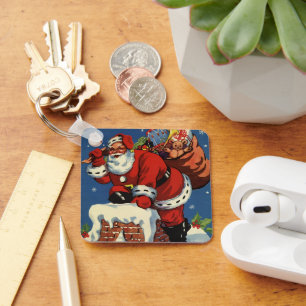Chaveiro Natais vintages, Papai Noel Abaixo Chimney w Toys