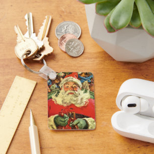Chaveiro Natais vintages, Papai Noel com Brinquedos