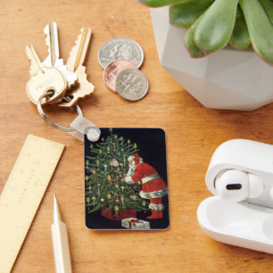 Chaveiro Natais vintages, Papai Noel com Presentes