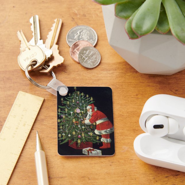 Chaveiro Natais vintages, Papai Noel com Presentes (Mesa)