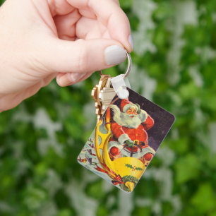 Chaveiro Natais vintages, Papai Noel num Espachante