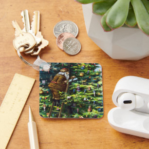 Chaveiro Natais vintages, Papai Noel Vitoriano com Árvore