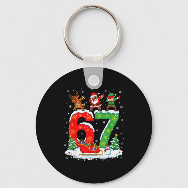 Chaveiro Natal 67 Seis Sete Meme Geração Alpha Rena San (Frente)