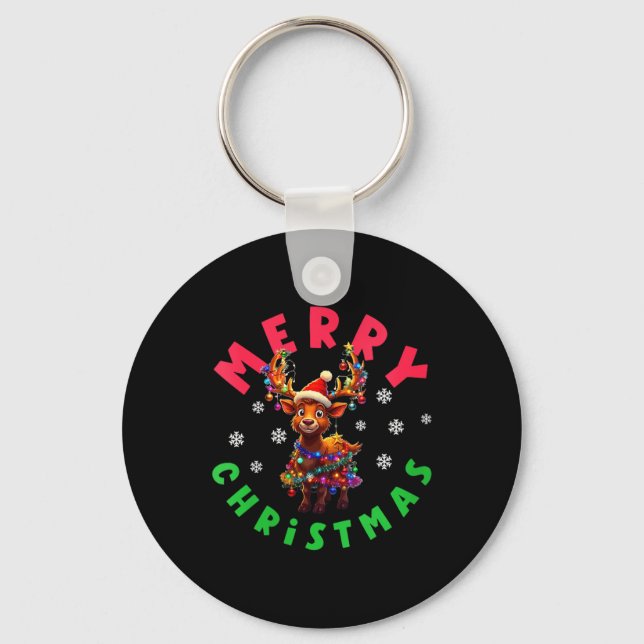 Chaveiro Natal Alegre Feminino Rena de Natal Fofa (Frente)