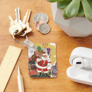 Chaveiro Natal Antigo, Alegre Papai Noel com Presentes
