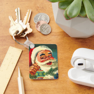 Chaveiro Natal Antigo, Alegre Papai Noel Retro dos Anos 50