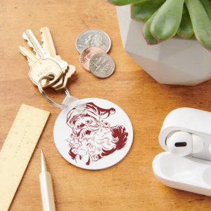 Chaveiro Natal Antigo, Alegre Papai Noel Vermelho Retro