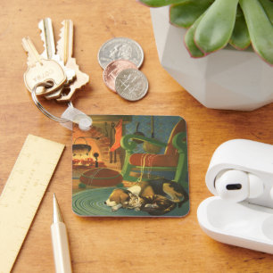 Chaveiro Natal Antigo, Animais Dormindo junto à Lareira