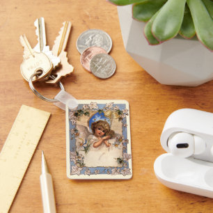 Chaveiro Natal Antigo, Anjo Vitoriano com Sininhos Dourados