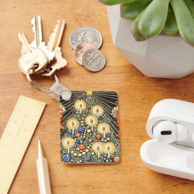 Chaveiro Natal Antigo, Árvore com Velas e uma Estrela (Mesa)