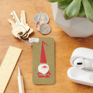 Chaveiro Natal Antigo, Gnome do Papai Noel Fofo em Dourado