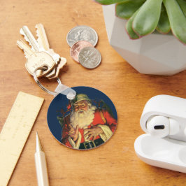 Chaveiro Natal Antigo, Papai Noel Alegre com Presentes