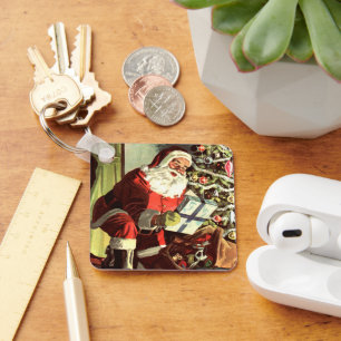 Chaveiro Natal Antigo, Papai Noel Retro com Presentes