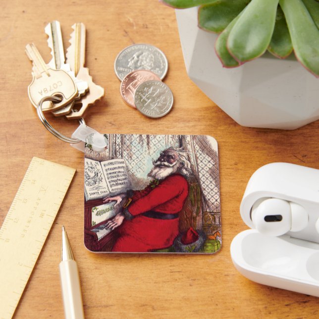 Chaveiro Natal Antigo, Thomas Nast Papai Noel Piano (Mesa)