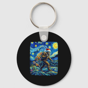 Chaveiro Natal Bigfoot Chapéu do Papai Noel Van Gogh Noite