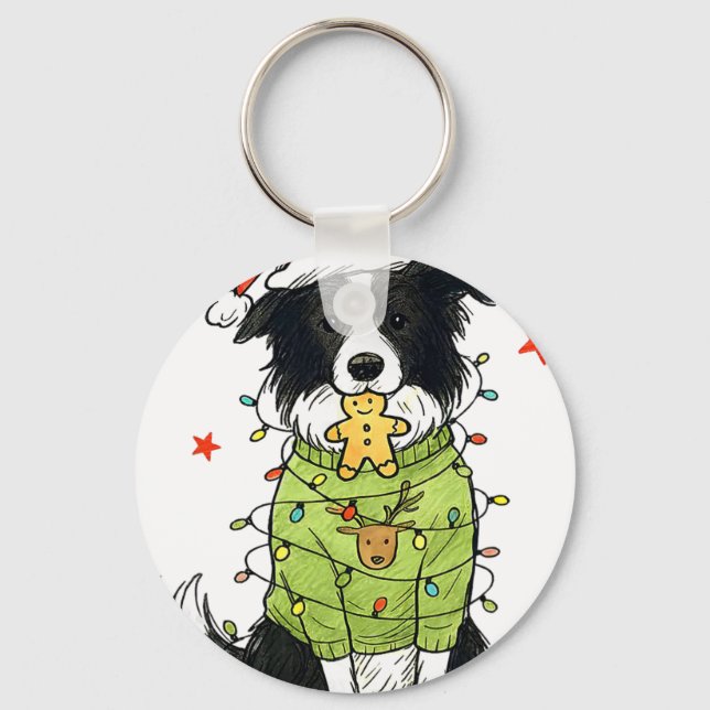 Chaveiro Natal Border Collie Natal Border Collie Cão Mãe (Frente)