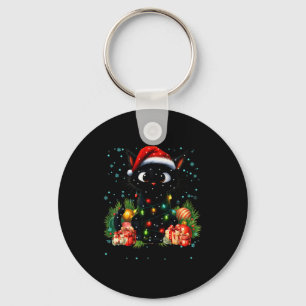 Chaveiro Natal Branco Preto Gatinho Fofo Chapéu de Papai No