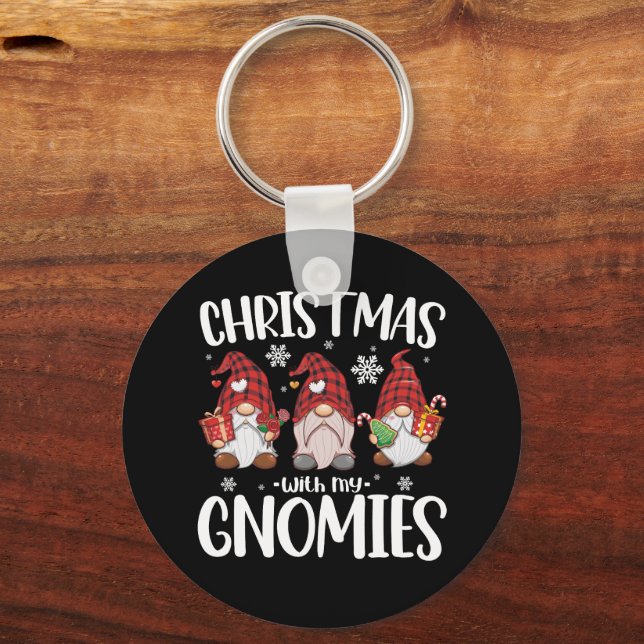 Chaveiro Natal Com Meus Gnomos Búfalo Xadrez Vermelho Gnome (Frente)