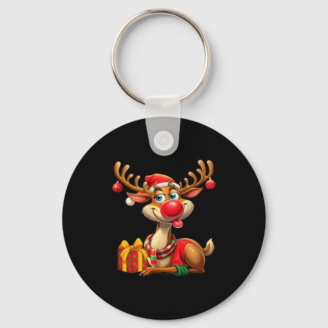 Chaveiro Natal Com Rena Cute Presente Divertido Xmas Long  (Frente)