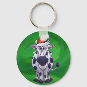 Chaveiro Natal da vaca no verde