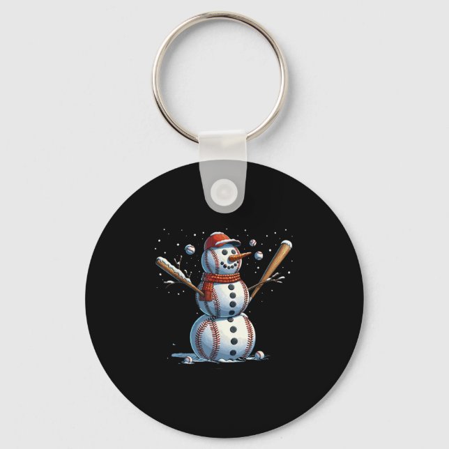 Chaveiro Natal de beisebol de boneco de neve de inverno  (Frente)