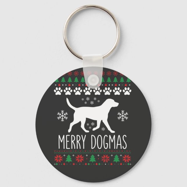 Chaveiro Natal de Cachorro Vetor de Dogmas Alegres (Frente)