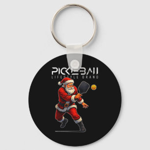 Chaveiro Natal de pickleball com raquete balançando feriado