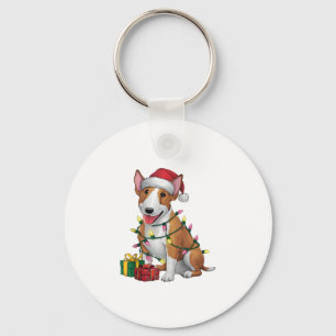 Chaveiro Natal de Santa Hat Touro Terrier Cachorro